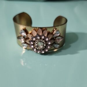 Gold Cuff Bracelet with Crystal Accents